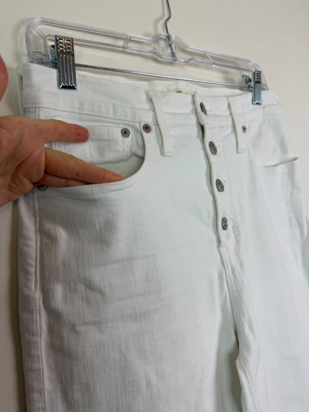 Madewell Slim Wide-Leg Crop Jeans in Pure White: Button-Front Edition Size 29 - Picture 7 of 15